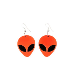 Alien Acrylic Drop Dangle Earrings Neon Spaceship Design
