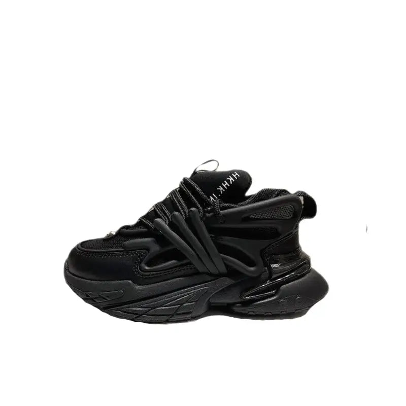 Alien Aesthetic Chunky Lace Up Non Slip Sneakers - Black