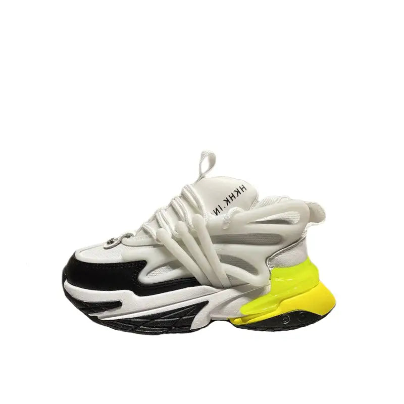 Alien Aesthetic Chunky Lace Up Sneakers White Black Yellow