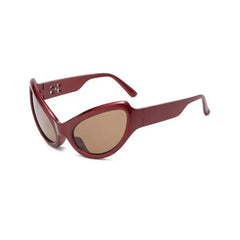 Alien Oval Sunglasses UV400 Polycarbonate Frame Red