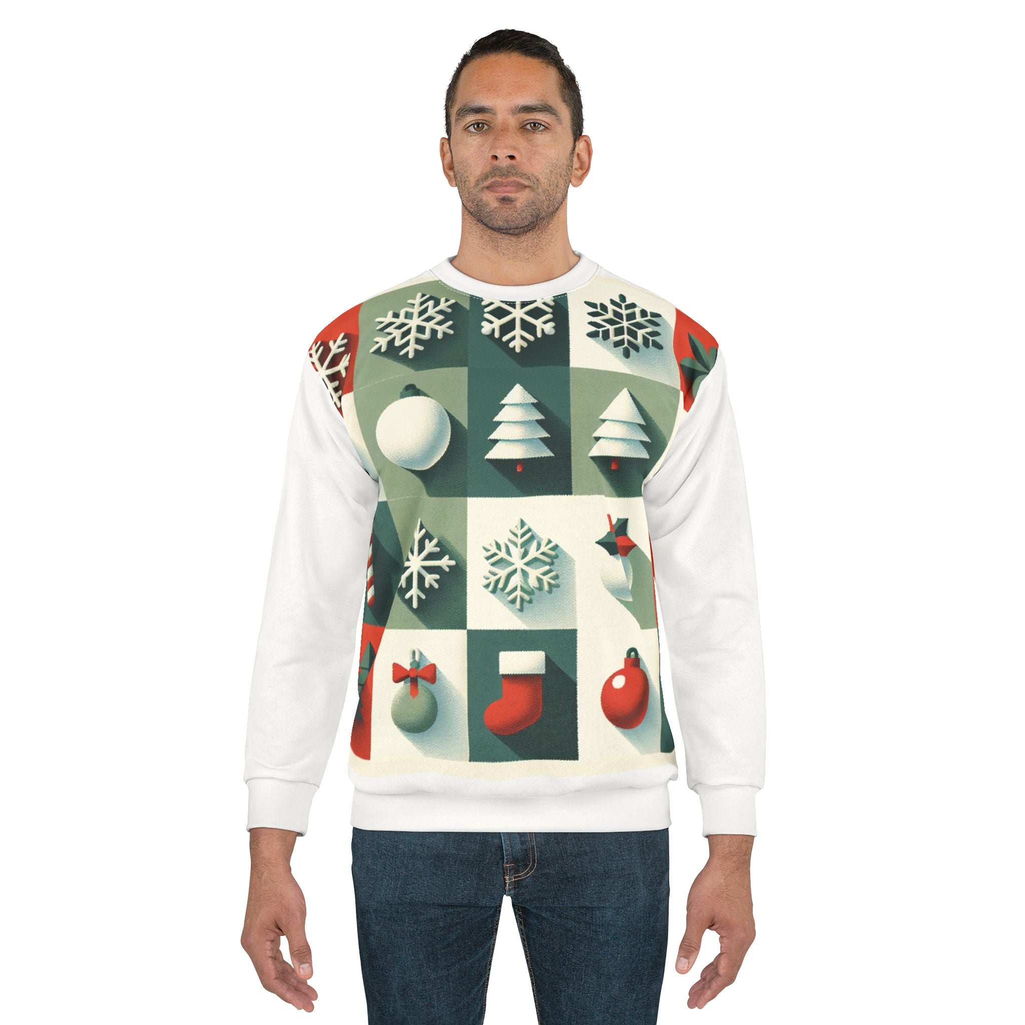 All Over Print Christmas Sweatshirt Enchanting Yuletide