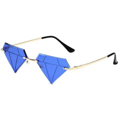 Alloy Frame Diamond Shape Sunglasses Resin Lenses Blue