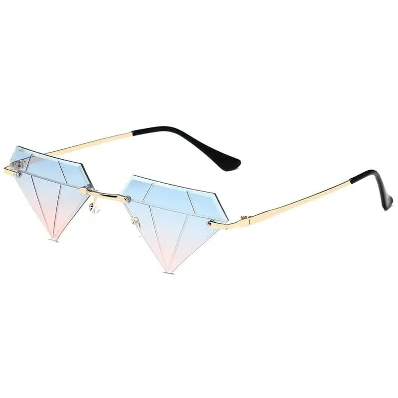 Alloy Frame Diamond Shape Sunglasses Resin Lenses Blue