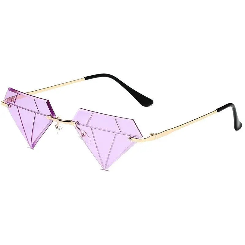 Alloy Frame Diamond Shape Sunglasses Resin Lenses Light