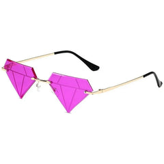 Alloy Frame Diamond Shape Sunglasses Resin Lenses Purple