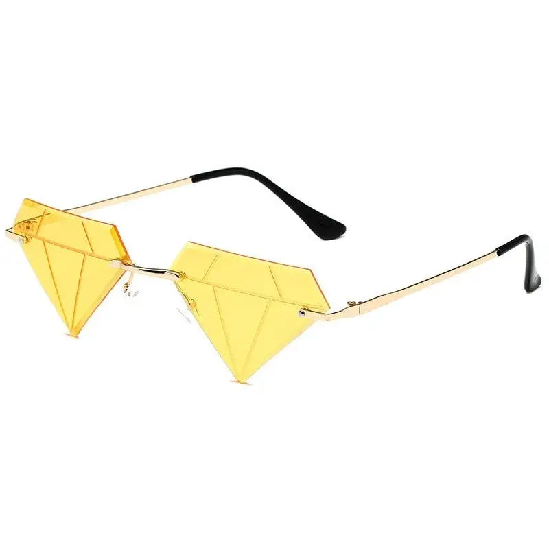Alloy Frame Diamond Shape Sunglasses Resin Lenses Yellow