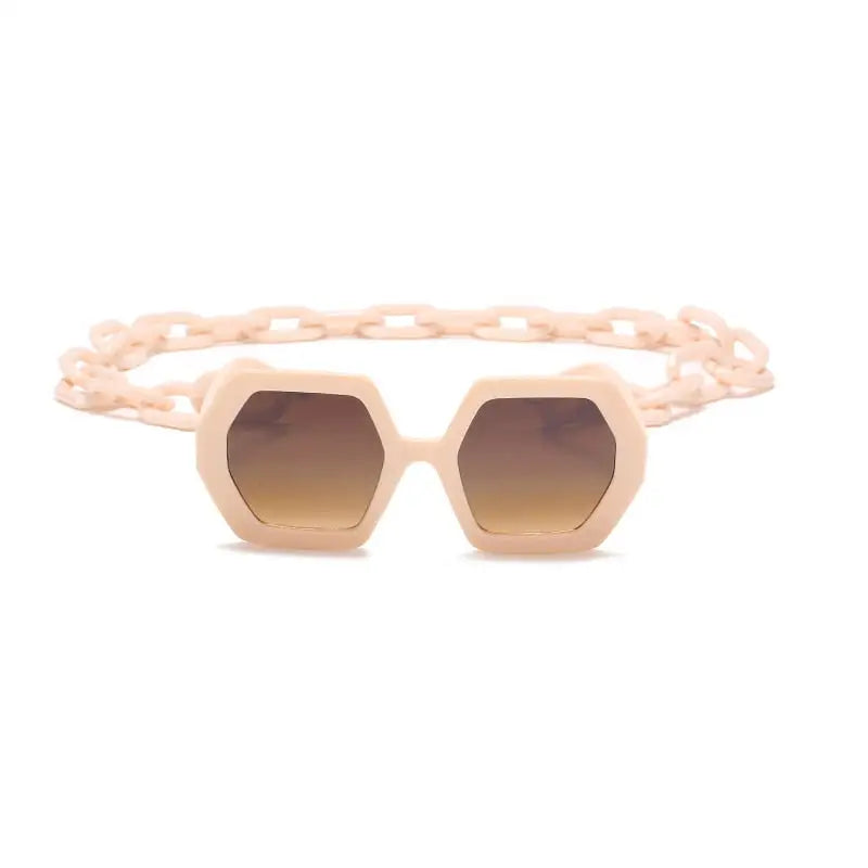Alloy Polygonal Chain Sunglasses UV400 Gradient Lenses