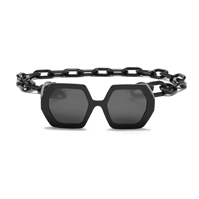 Alloy Polygonal Chain Sunglasses UV400 Gradient Lenses