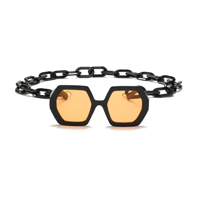 Alloy Polygonal Chain Sunglasses UV400 Gradient Lenses