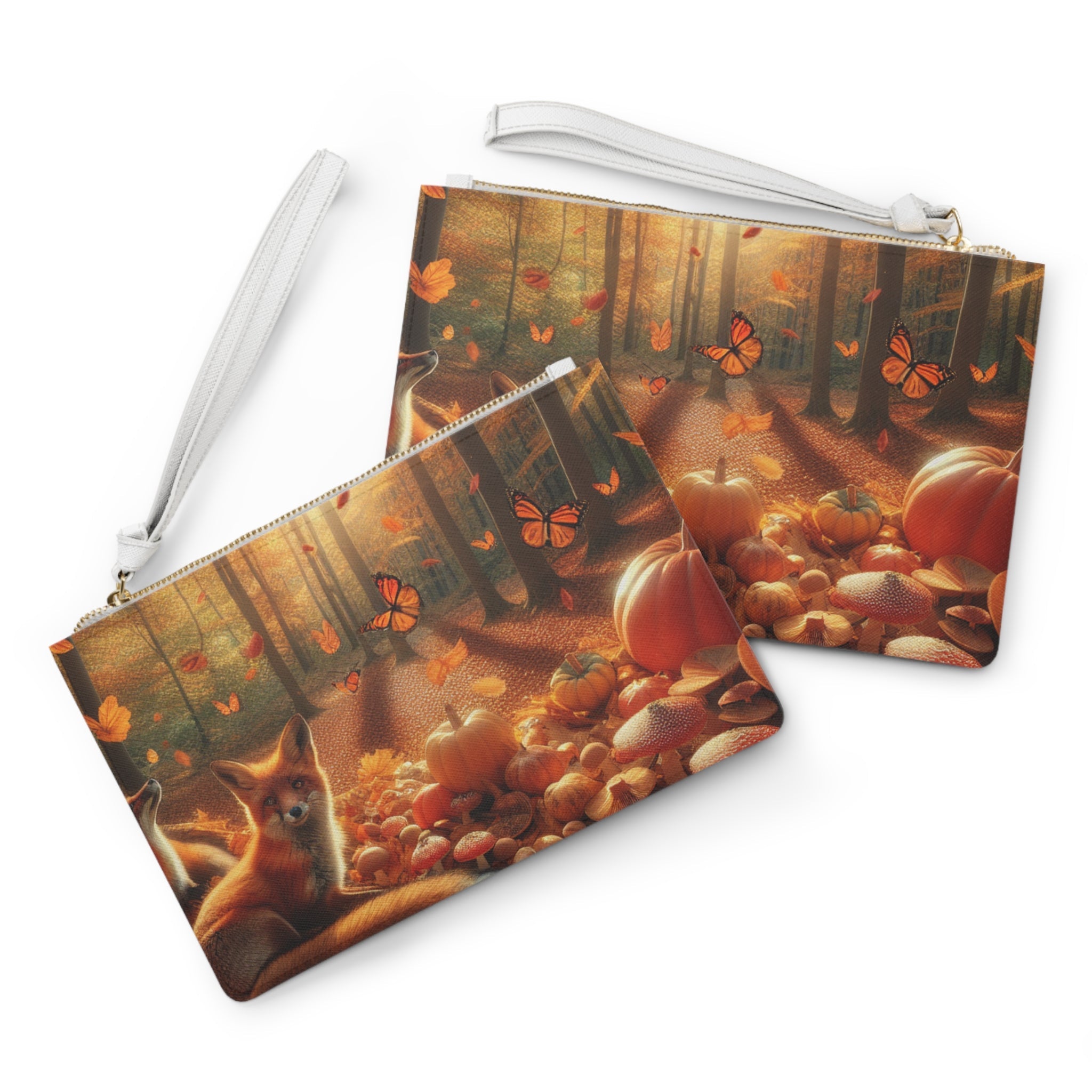 Amber Pumpkinfield Clutch Bag with Autumn Fox Design