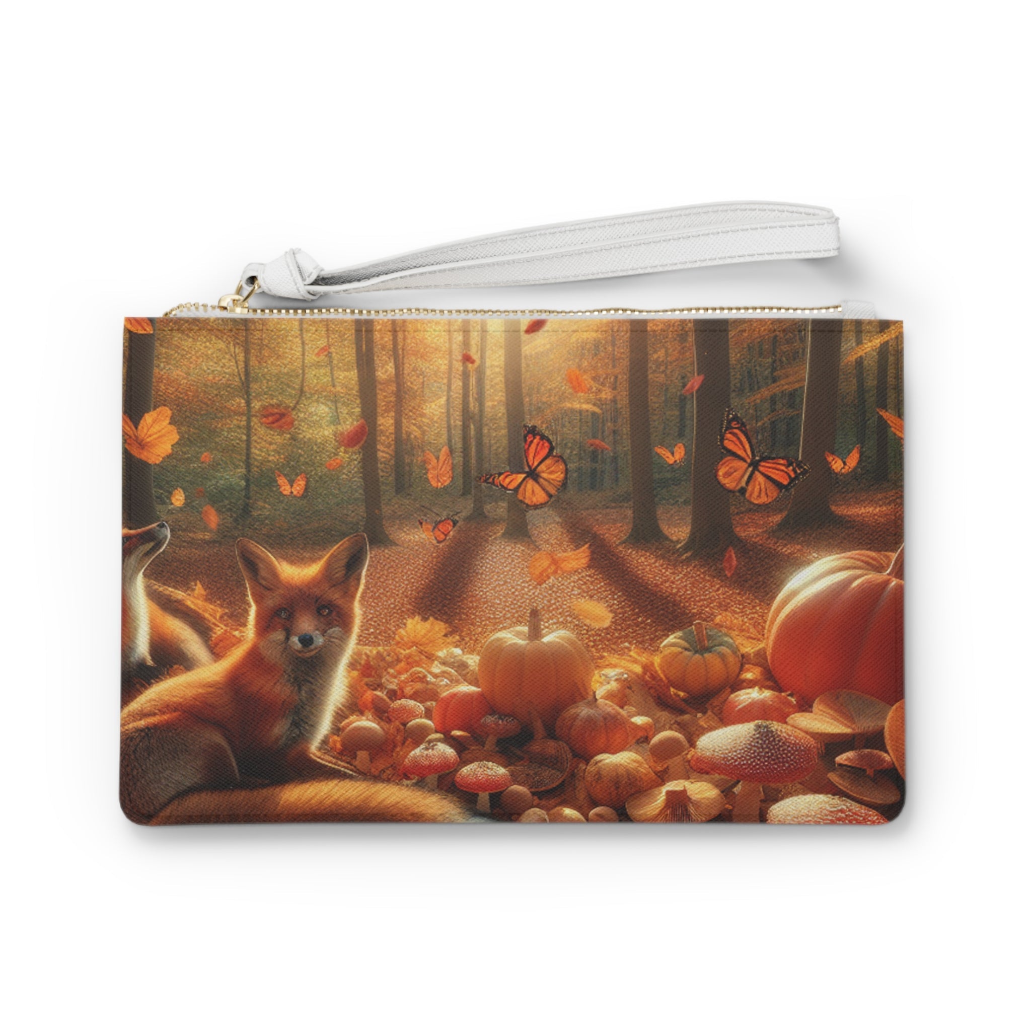 Amber Pumpkinfield Clutch Bag with Autumn Fox Design