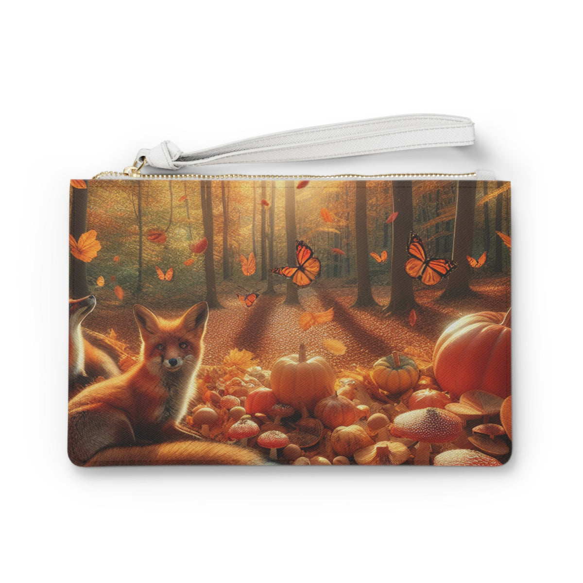 Amber Pumpkinfield Clutch Bag with Autumn Fox Design
