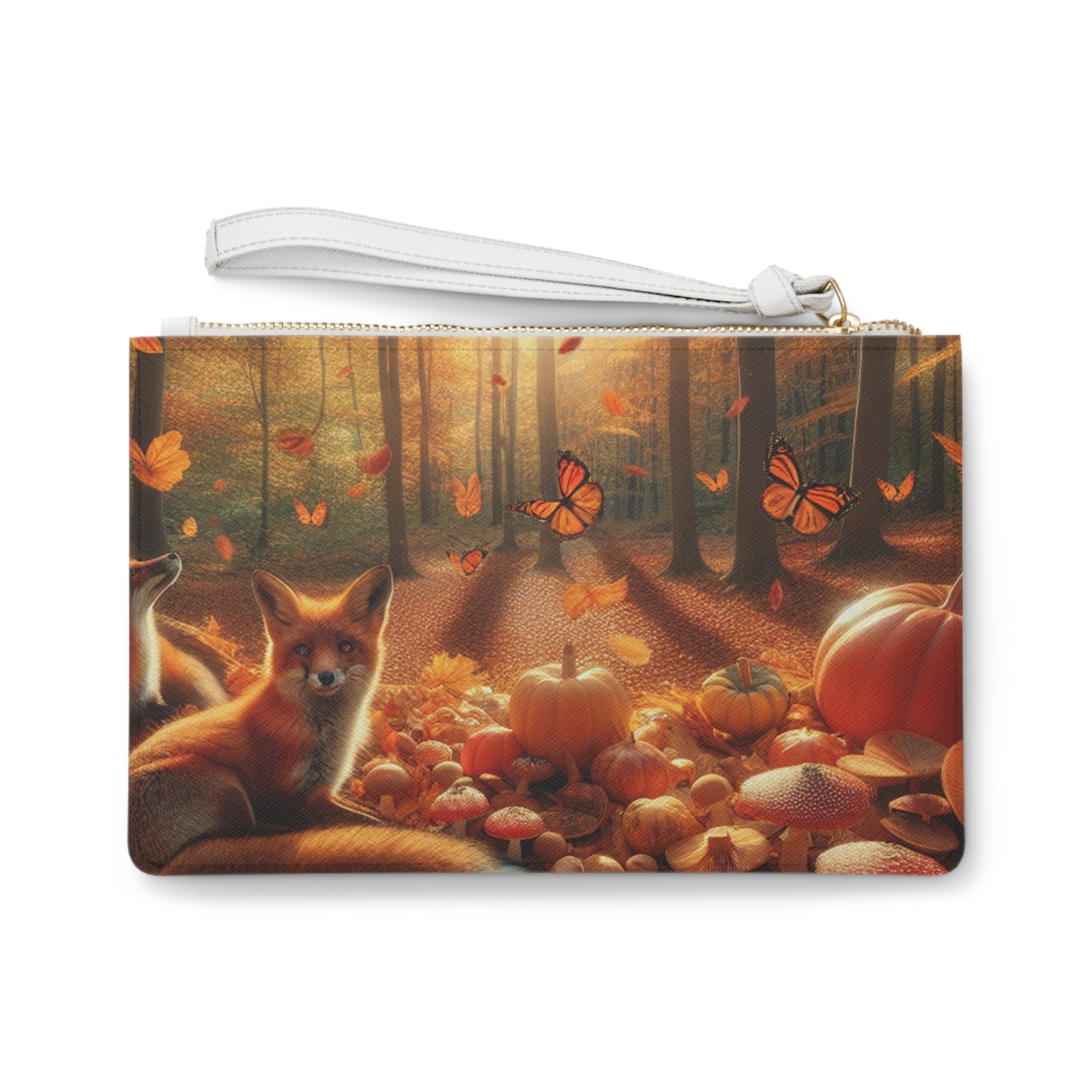 Amber Pumpkinfield Clutch Bag with Autumn Fox Design
