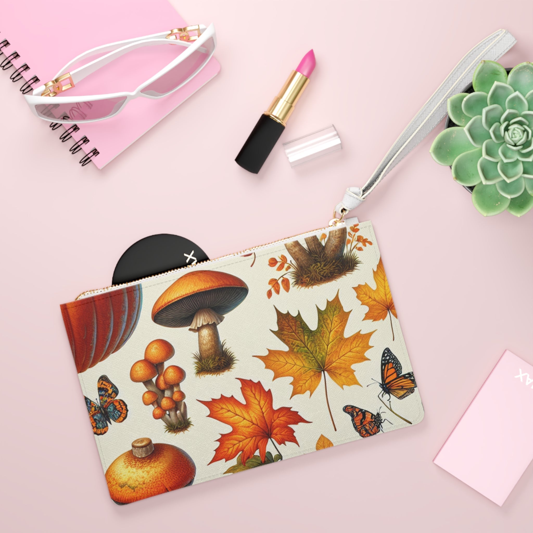 Amelia Harvest Autumn Clutch Bag with Pumpkin and Leaf