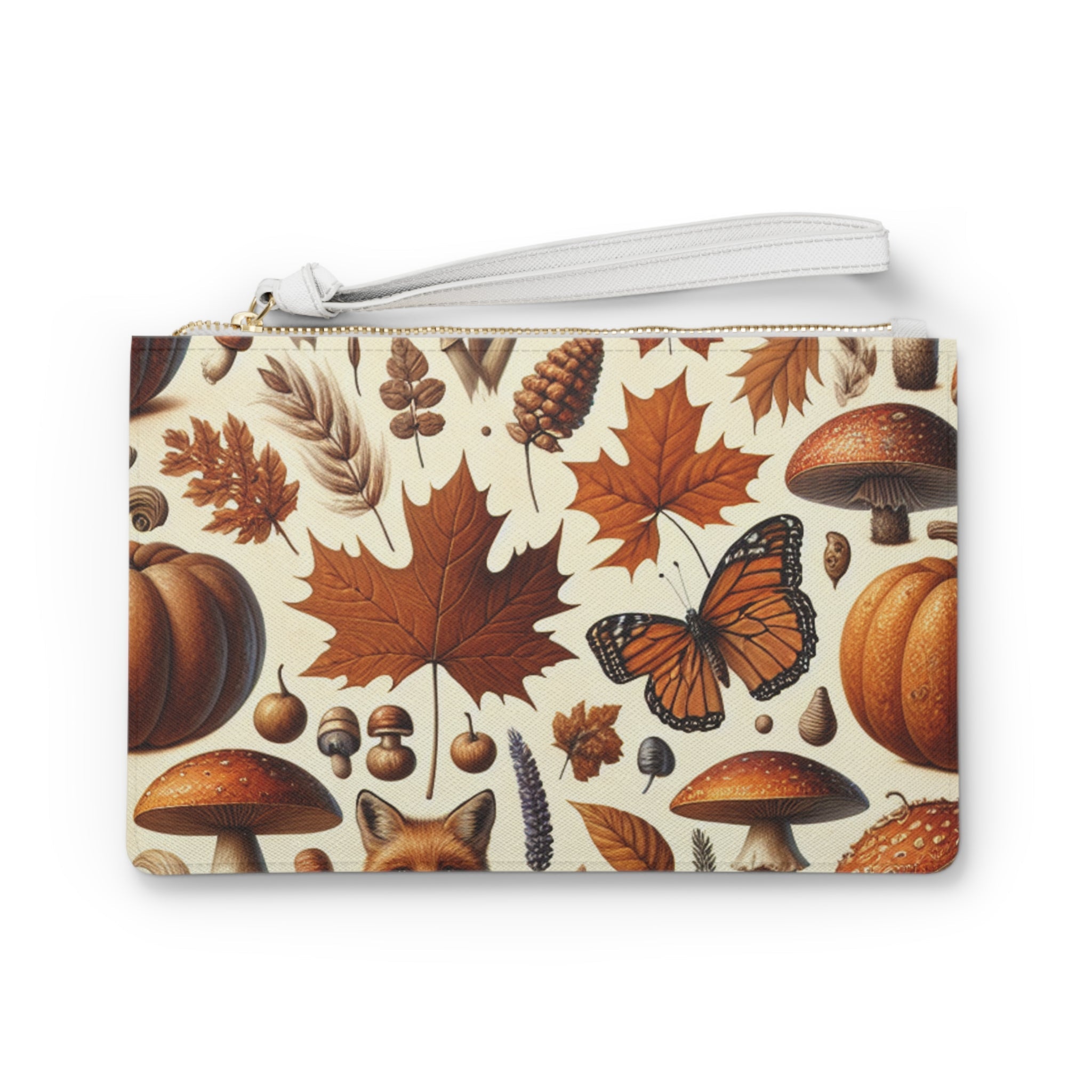 Amelia Harvest Clutch Bag with Autumn Fox and Leaf Design