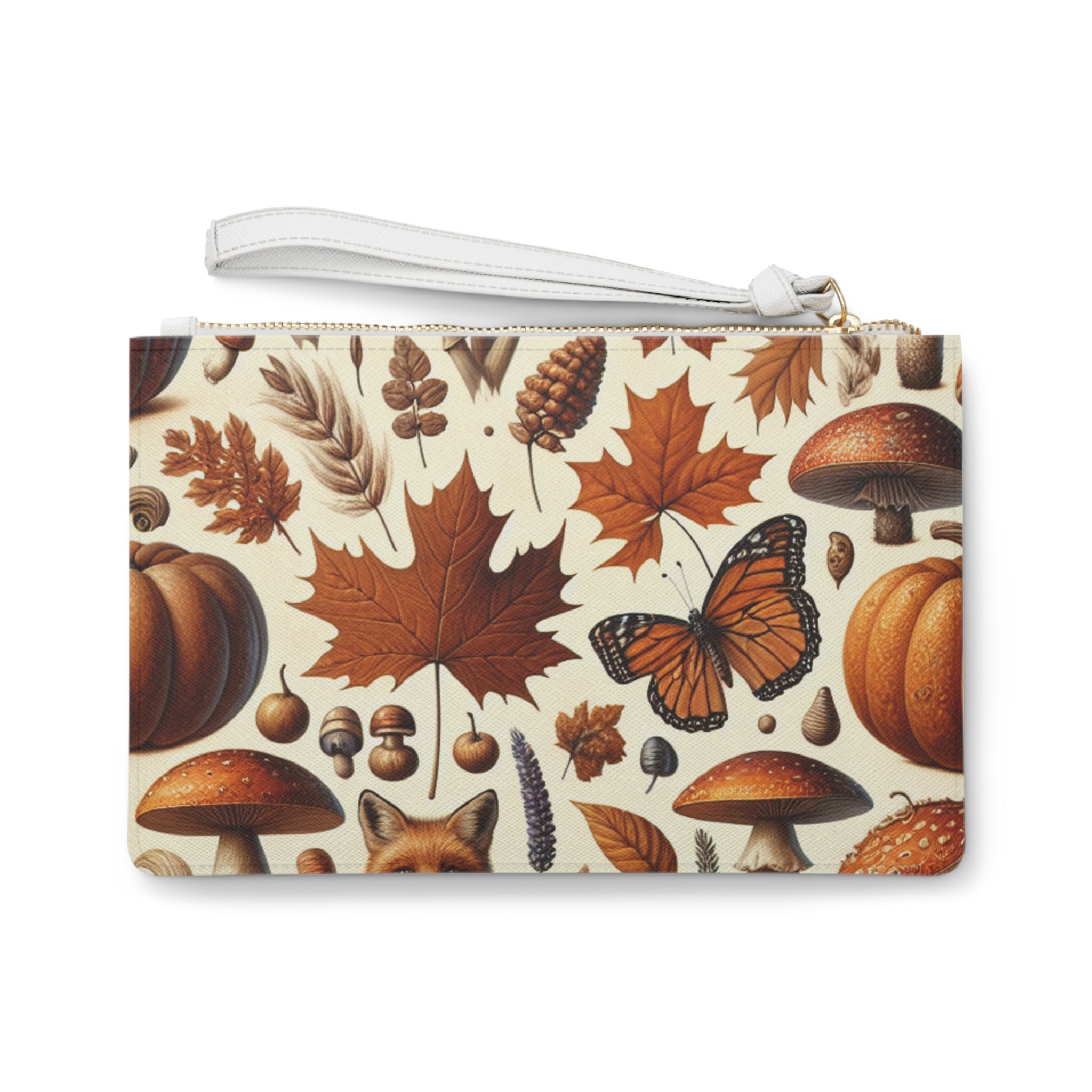 Amelia Harvest Clutch Bag with Autumn Fox and Leaf Design