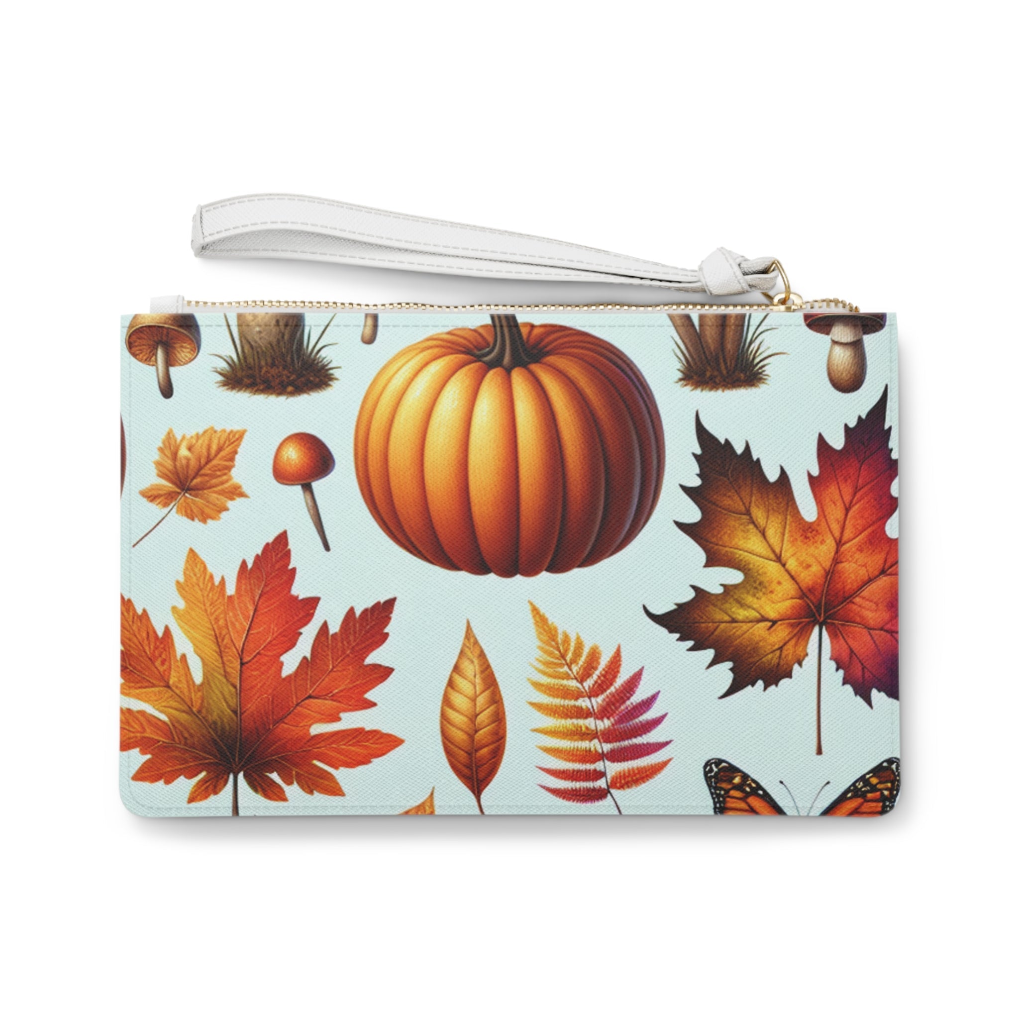 Amelia Harvest Clutch Bag with Autumn Fox and Leaf Design