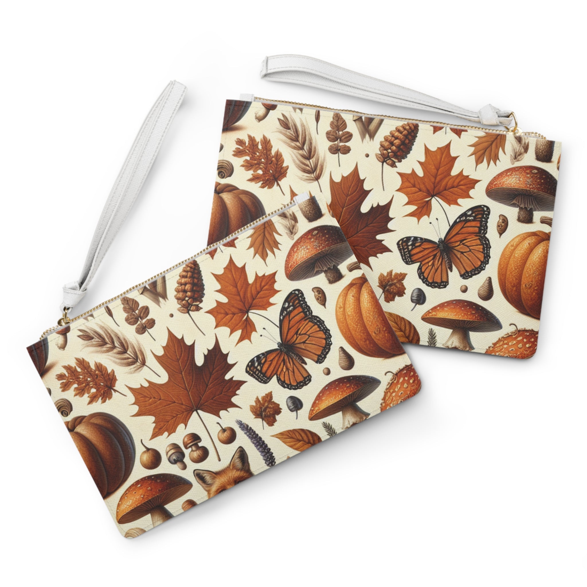 Amelia Harvest Clutch Bag with Autumn Fox and Leaf Design