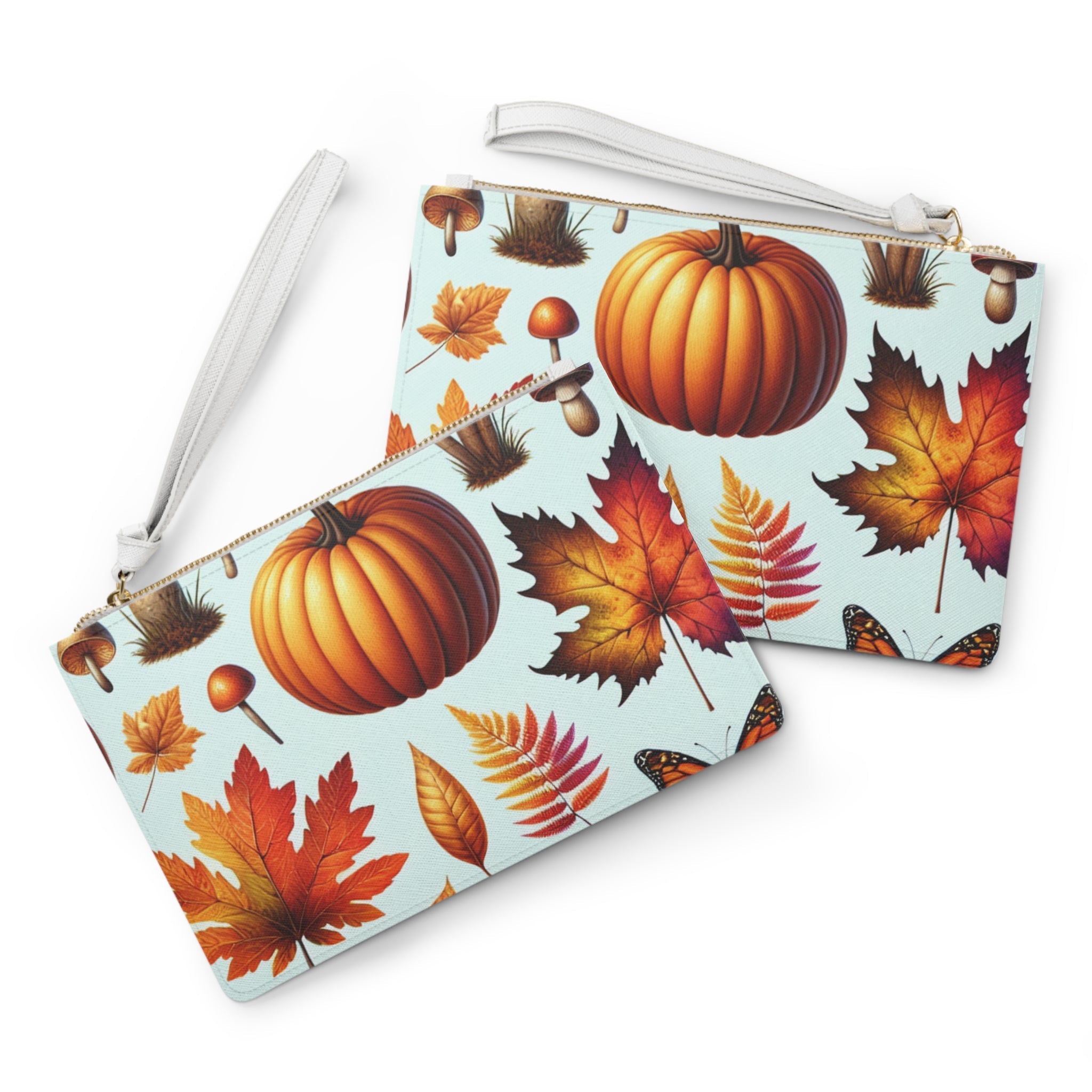 Amelia Harvest Clutch Bag with Autumn Fox and Leaf Design