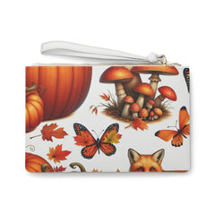 Amelia Harvest Clutch Bag with Autumn Fox and Pumpkin Print
