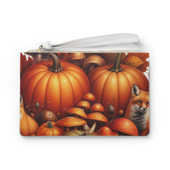 Amelia Harvest Clutch Bag with Autumn Pumpkin and Leaf