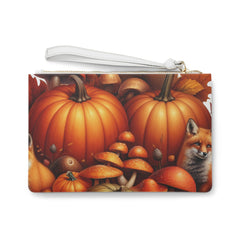 Amelia Harvest Clutch Bag with Autumn Pumpkin and Leaf