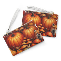 Amelia Harvest Clutch Bag with Autumn Pumpkin and Leaf