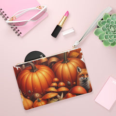 Amelia Harvest Clutch Bag with Autumn Pumpkin and Leaf