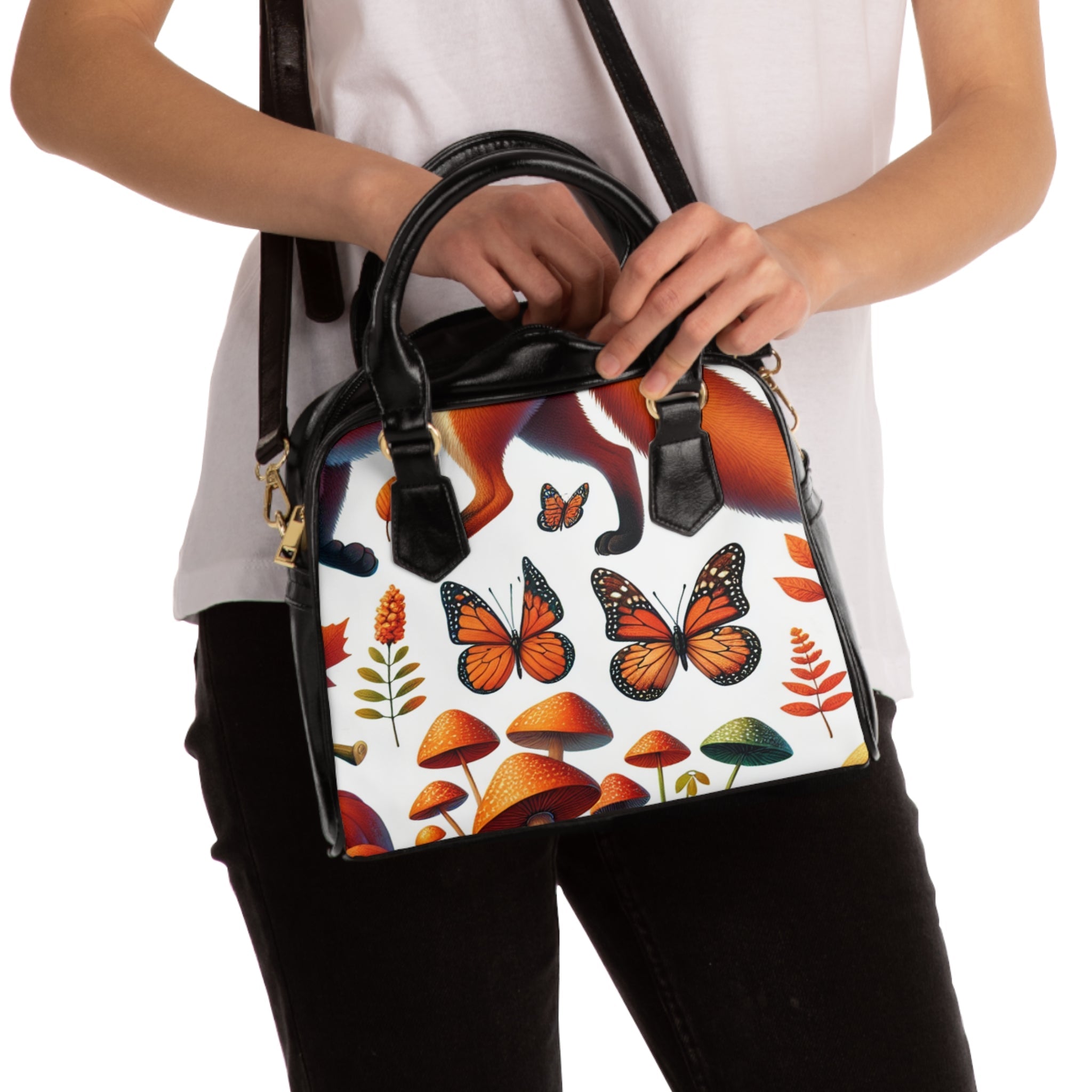 Amelia Harvest Shoulder Handbag with Autumn Fox and Pumpkin