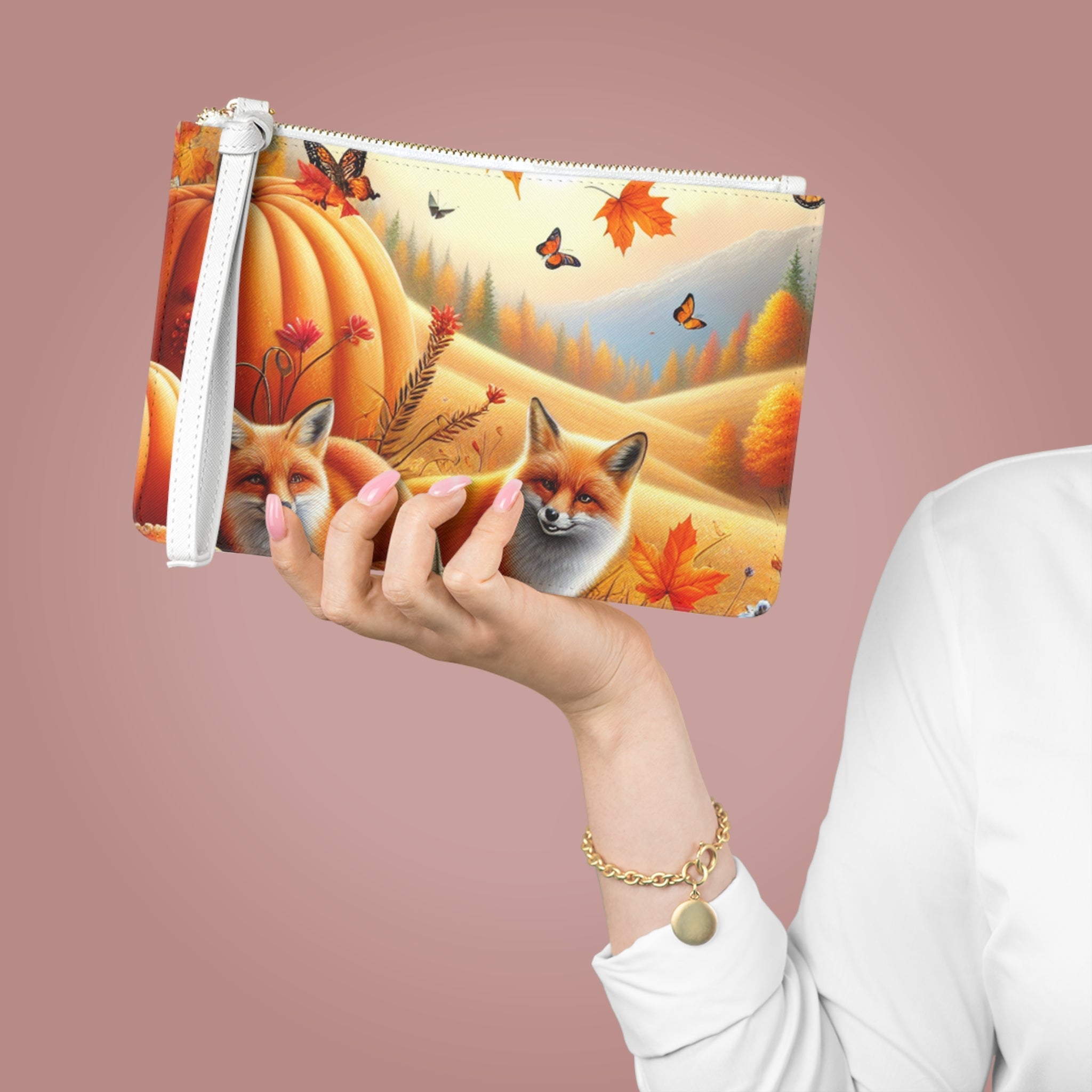 Amelia Harvestwood Autumn Clutch Bag with Nature Print
