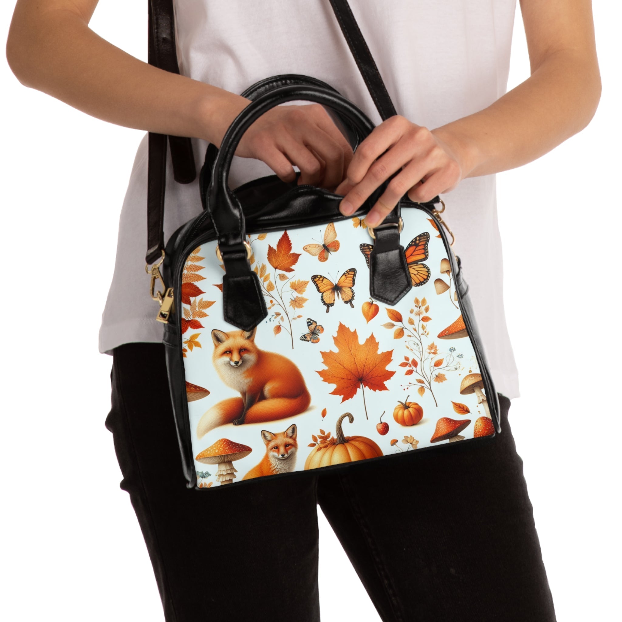 Amelia Hawthorne Shoulder Handbag with Autumn Fox Design