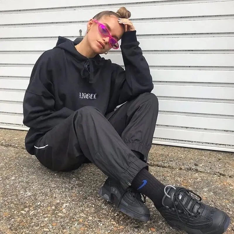 Angel Gothic Hoodie with Minimal Front Print