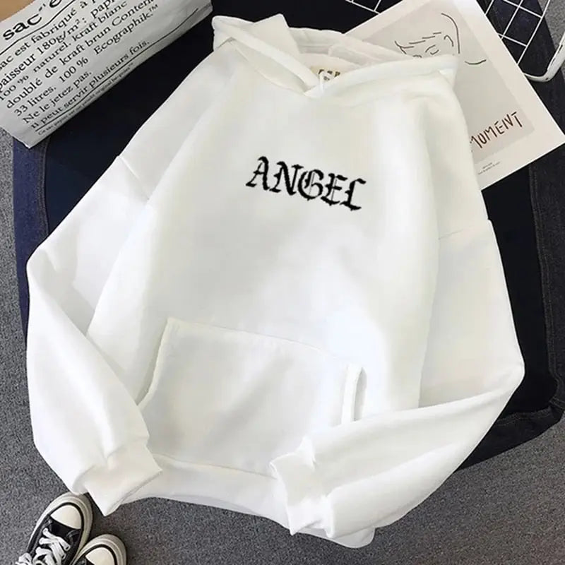 Angel Gothic Hoodie with Minimal Front Print