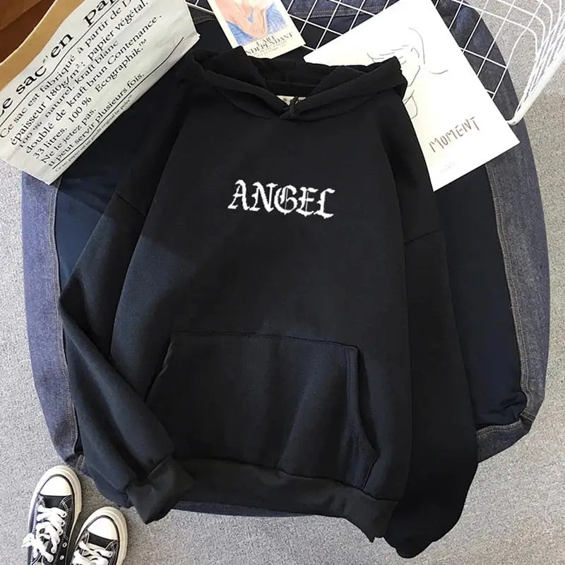 Angel Gothic Hoodie with Minimal Front Print