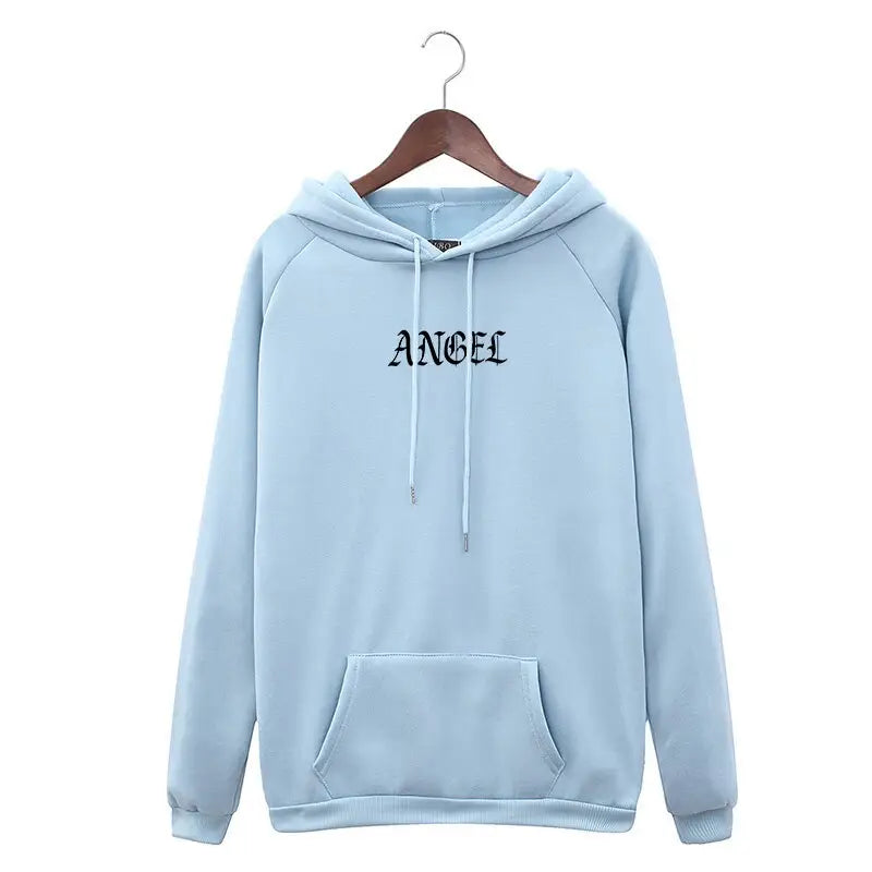 Angel Gothic Hoodie with Minimal Front Print light blue / S