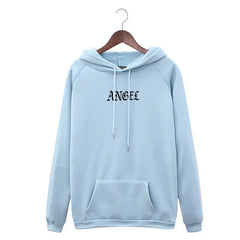 Angel Gothic Hoodie with Minimal Front Print light blue / S