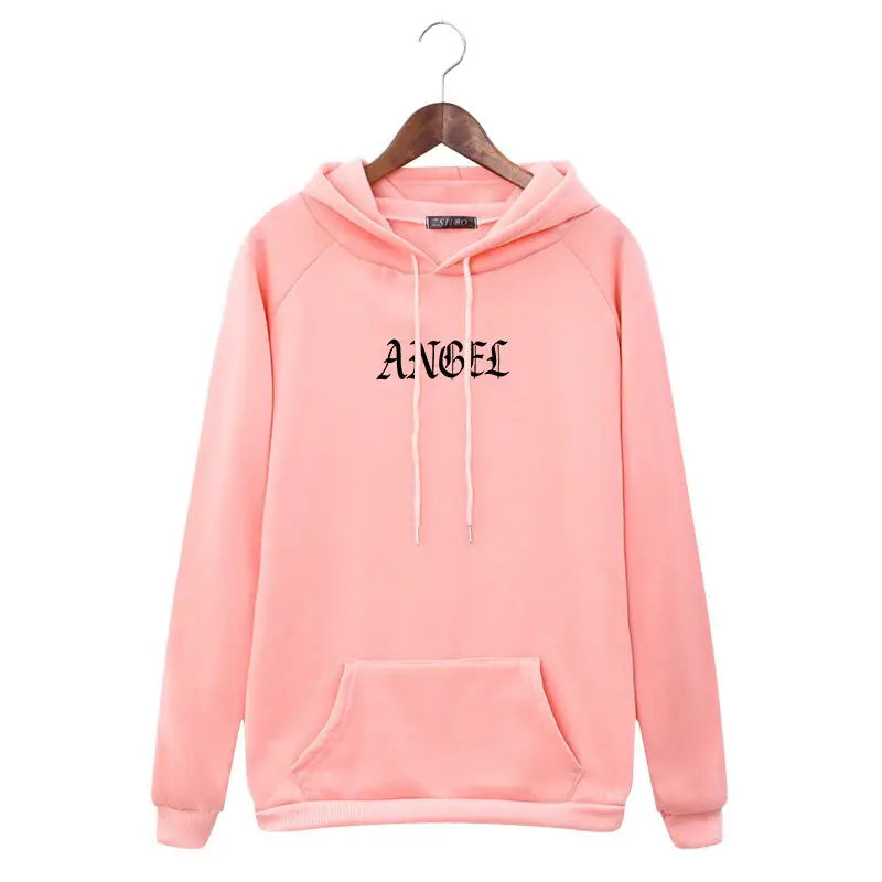 Angel Gothic Hoodie with Minimal Front Print pink / S