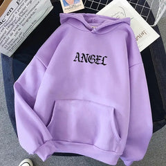 Angel Gothic Hoodie with Minimal Front Print purple / S