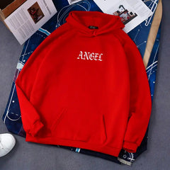 Angel Gothic Hoodie with Minimal Front Print red / S
