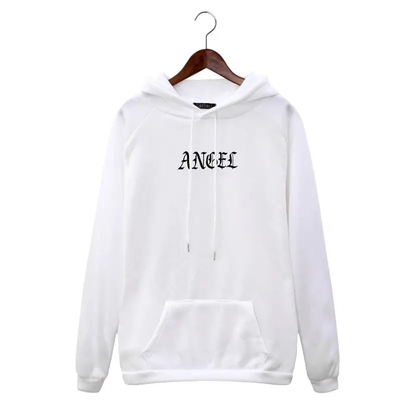 Angel Gothic Hoodie with Minimal Front Print white / S