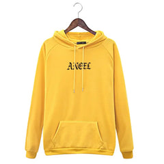 Angel Gothic Hoodie with Minimal Front Print yellow / S