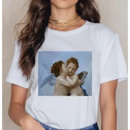 Angel Kissing Aesthetic T-Shirt - T-shirts