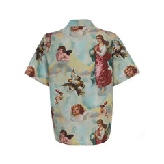 Angels Soft Aesthetic Short Sleeve Button Down Shirt