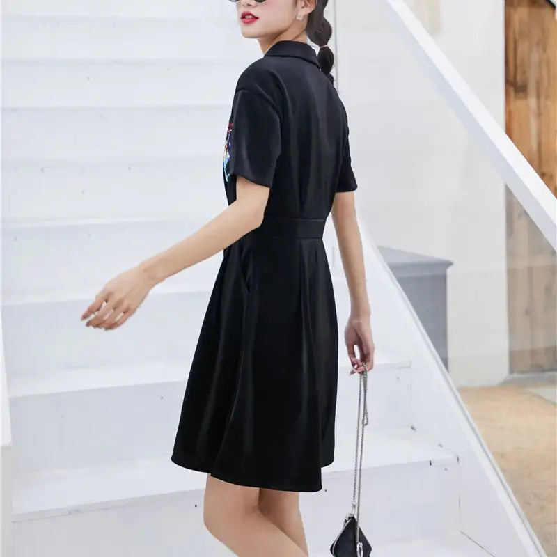 Animal Embroidery Short Sleeve Dress