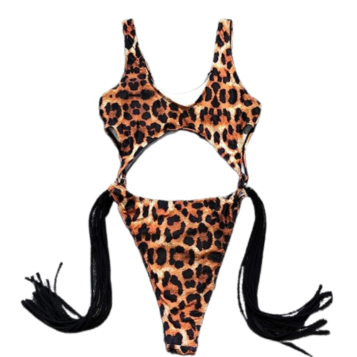 Animal Print Leopard High Cut Swimsuit - S