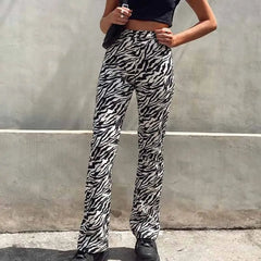 Animal Print Zebra Pants for Women Black / S