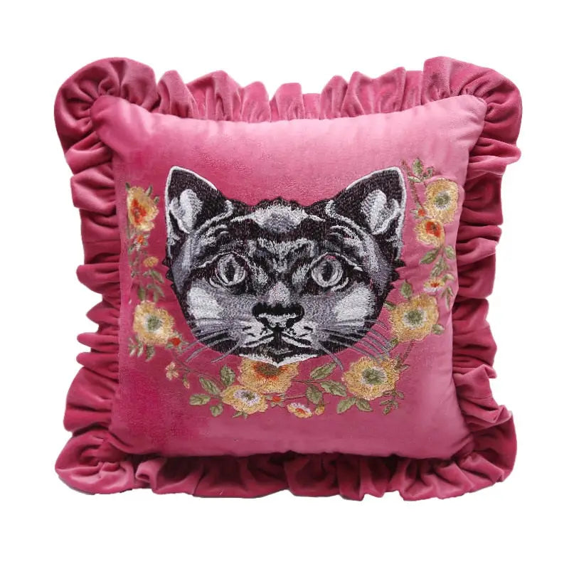Animals Luxury Cushion Cover for Sofa and Home Decor Pink