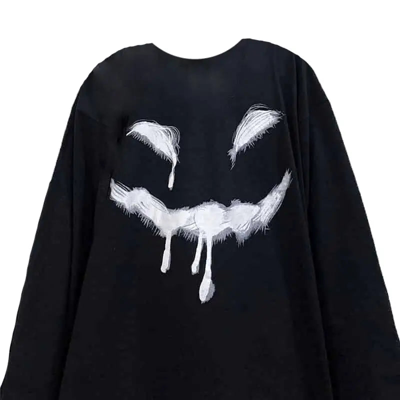 Anime and Happy Face Print Oversized Sweatshirt