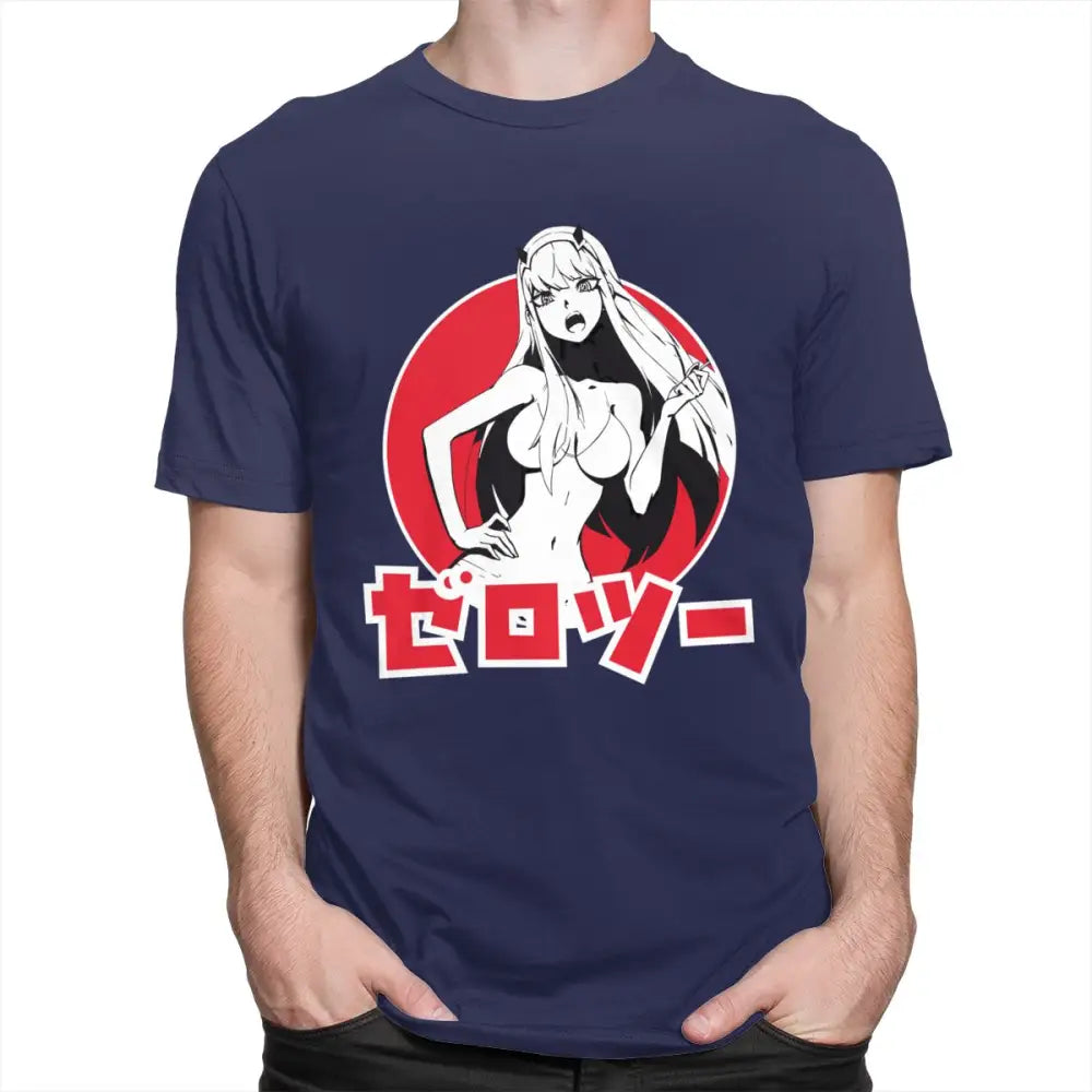 Anime Attractive Girl T-Shirt - Navy Blue / S