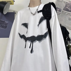 Anime Happy Face Print Oversized Sweatshirt